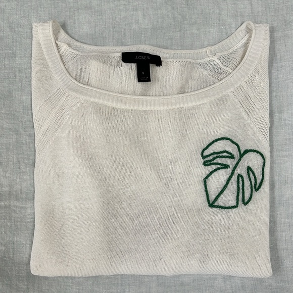 J.Crew Lightweight Palm Leaf Linen Summer Sweater Small - Picture 3 of 11